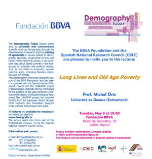 Ciclo de conferencias y curso de postgrado: "Demography Today: "Long lives and old age poverty"