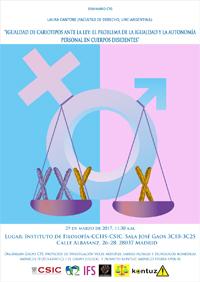 Seminario CTG: "Igualdad de cariotipos ante la Ley: el problema de la igualdad y la autonomía personal en cuerpos disidentes"