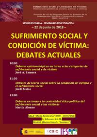 Sesión plenaria - Seminario SUFRIVIC: "Sufrimiento social y condición de víctima: Debates actuales"