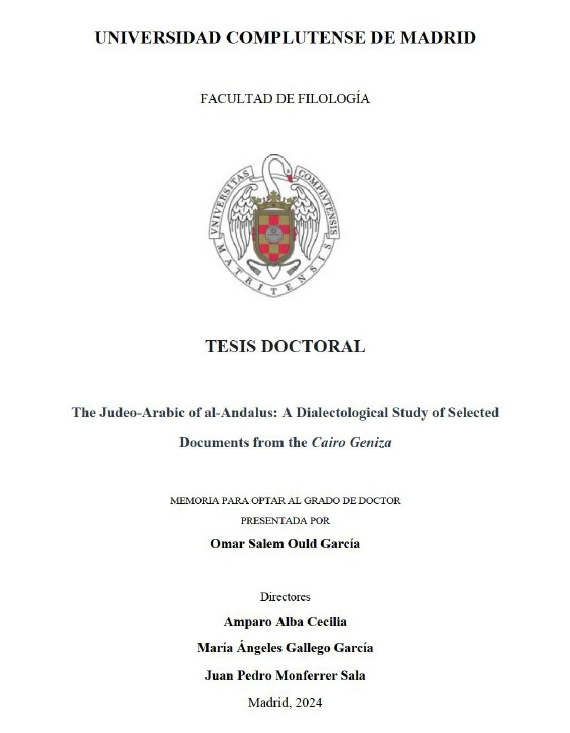 Premio Extraordinario de Doctorado para la tesis de Omar Salem Ould García co-dirigida por María Ángeles Gallego (ILC)