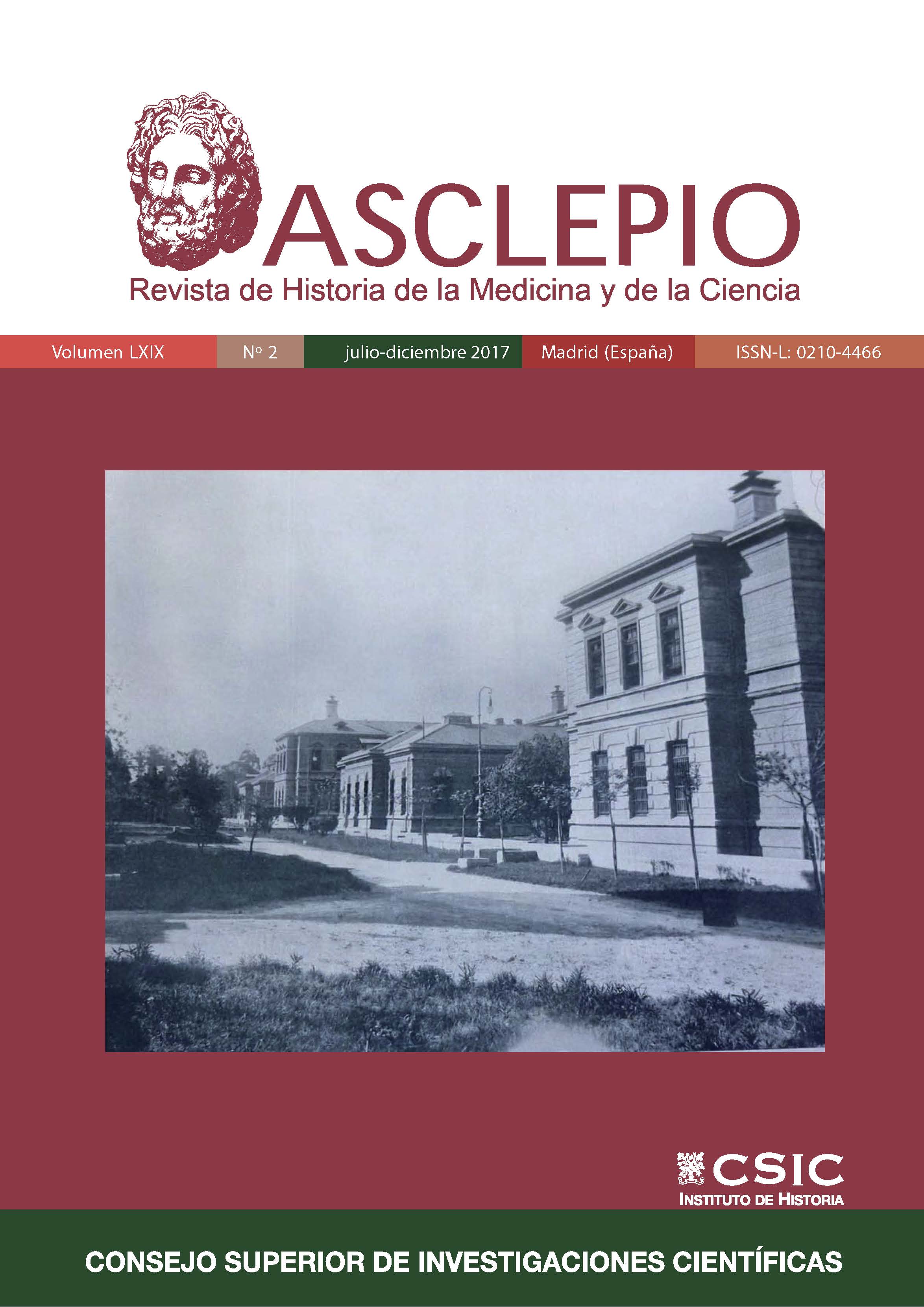 Disponible el Vol 69, No 2 de 2017 de la revista "Asclepio" Portada de la revista