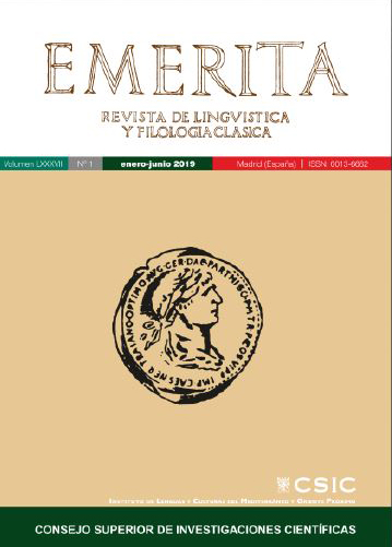 La revista "Emerita" del Instituto de Lenguas y Culturas del Mediterráneo y Oriente Próximo publica el Vol. 84, nº 2 de 2016 Portada de la revista