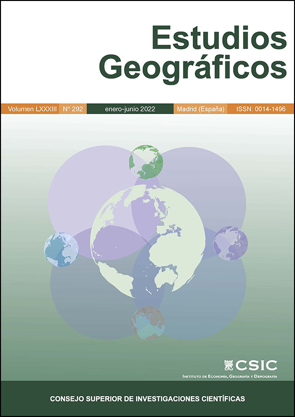 La revista "Estudios Geográficos" publica el Vol 80, nº 286 de 2019 Portada de la revista