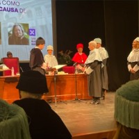 Eulalia Pérez Sedeño, doctora honoris causa por la Universidad de Buenos Aires, durante la ceremonia