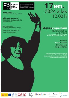 Seminario permanente «Cultura, Arte y Género»: "Mujeres ¿y qué más?: Reactivando el archivo de Ana Victoria Jiménez"