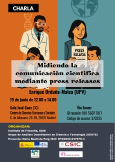 Seminario IFS: "Midiendo la comunicación científica mediante press releases" Seminario IFS: "Midiendo la comunicación científica mediante press releases"