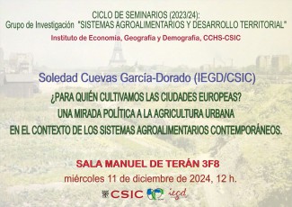 Ciclo de seminarios SADT 2024-2025 "¿Para quién cultivamos las ciudades europeas? Una mirada política a la agricultura urbana en el contexto de los sistemas agroalimentarios contemporáneos" Ciclo de seminarios SADT 2024-2025 "¿Para quién cultivamos las ciudades europeas? Una mirada política a la agricultura urbana en el contexto de los sistemas agroalimentarios contemporáneos"