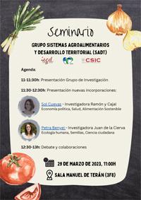 Seminario del Grupo de Sistemas Agroalimentarios y Desarrollo Territorial (SADT-IEGD)