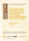 X Curso de Posgrado y Especialización "La investigación filológica con documentación manuscrita de la Edad Media y los Siglos de Oro"