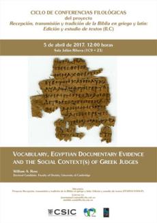 Ciclo de Conferencias Filológicas: "Vocabulary, Egyptian documentary evidence and the social context(s) of Greek judges"