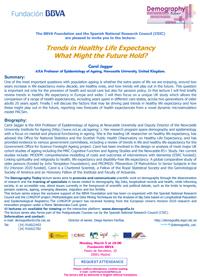 Ciclo de conferencias y curso de posgrado: "Demography Today: "Trends in Healthy Life Expectancy – What Might the Future Hold?"