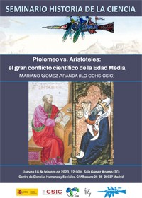 Seminario del Departamento de Historia de la Ciencia: "Ptolomeo vs. Aristóteles: el gran conflicto científico de la Edad Media"