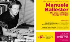 Tarjetón de invitación Presentación del libro "Manuela Ballester. Mis días en México. Diarios 1939-1953"