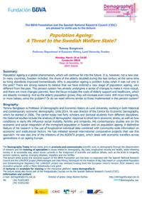 Ciclo de conferencias y curso de posgrado: "Demography Today: "Population Ageing: A Threat to the Swedish Welfare State?"