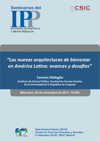 Cartel del seminario Seminario IPP: "Las nuevas arquitecturas de bienestar en América Latina: avances y desafíos"