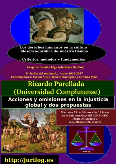 Seminario "Conceptos, métodos y fundamentos: Los derechos humanos en la cultura filosófico-jurídica de nuestro tiempo": «Acciones y omisiones en la injusticia global y dos propuestas»