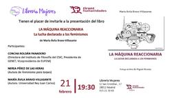 Presentación del libro "La máquina reaccionaria. La lucha declarada a los feminismos", de María Ávila Bravo-Villasante