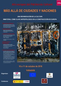 Cartel de las Jornadas Jornadas "Más allá de ciudades y naciones. Una reivindicación de la cultura inmaterial como clave antropológica en la construcción de Europa"