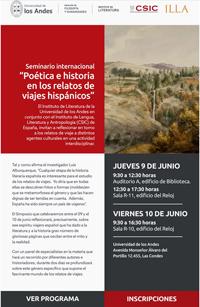 Seminario Internacional "Poética e historia en los relatos de viaje hispánicos"