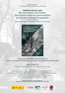 Presentación del libro "No nos vamos, nos echan. Las luchas contra la precariedad de la nueva diáspora española". Tirant lo Blanch. Editado por Belén Fernández-Suárez y Carlos Diz Presentación del libro "No nos vamos, nos echan. Las luchas contra la precariedad de la nueva diáspora española". Tirant lo Blanch. Editado por Belén Fernández-Suárez y Carlos Diz