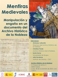 Presentación "Mentiras medievales. Manipulación y engaño en un documento del Archivo Histórico de la Nobleza"