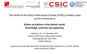Workshop: "Rulers as Authors in the Islamic world: Knowledge, authority and legitimacy"