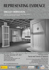 Cartel del seminario Seminario permanente Rastros y Rostros de la Violencia: "Representing evidence"