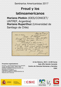 Cartel del seminario Seminarios Americanistas 2017: "Freud y los latinoamericanos"