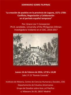 Seminario Sobre Filipinas: "La creación de pueblos en la provincia de Laguna, 1571-1700: Conflicto, Negociación y Colaboración en el período español temprano"