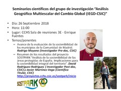 Seminarios científicos del grupo de investigación “Análisis Geográfico Multiescalar del Cambio Global (IEGD-CSIC)”