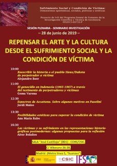 Sesión plenaria-Seminario SUFRIVIC: "Repensar el arte y la cultura desde el sufrimiento social y la condición de víctima