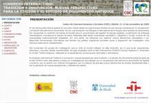 Congreso Internacional: "Tradición e innovación: nuevas perspectivas para la edición y el estudio de documentos antiguos"