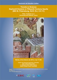 Seminario de Estudios Judíos: "Travels in Science Sephardi Doctors in Fifteenth Century Apulia (MS St. Petersburg, NLR, Evr. II A 11)"