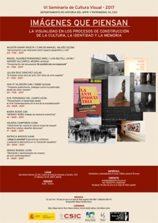 Cartel del programa del seminario Programación del VI Seminario Cultura Visual 2017: "Imágenes que piensan. La visualidad en los procesos de construcción de la cultura, la identidad y la memoria"